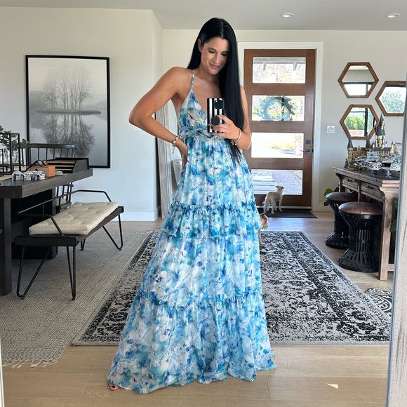 Cami NYC Doris Silk Floral Maxi Dress in Sea Floral - Picture 1 of 12